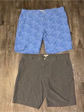 2 Peter Millar Crown Sport Shackleford Hybrid Shorts Iron & BSEA Blue Camo SZ 42